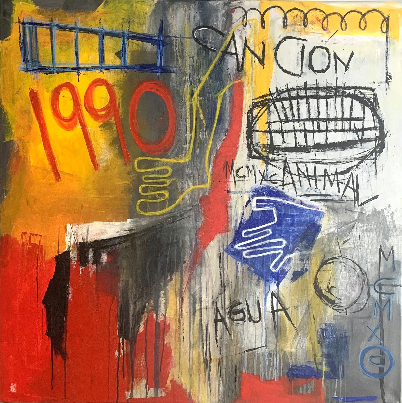 Canción Animal by Paola Lettieri. Acrylic on canvas, 110 × 110 cm.