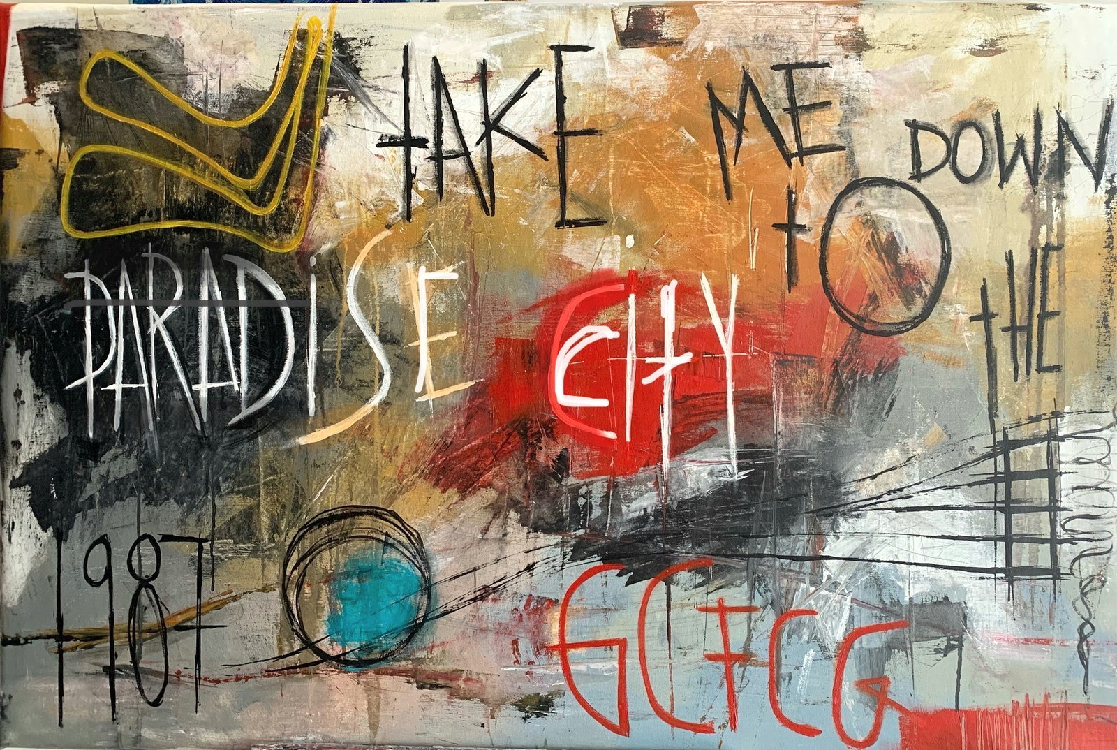 Paradise City by Paola Lettieri. Acrylic on canvas, 120 × 80 cm.